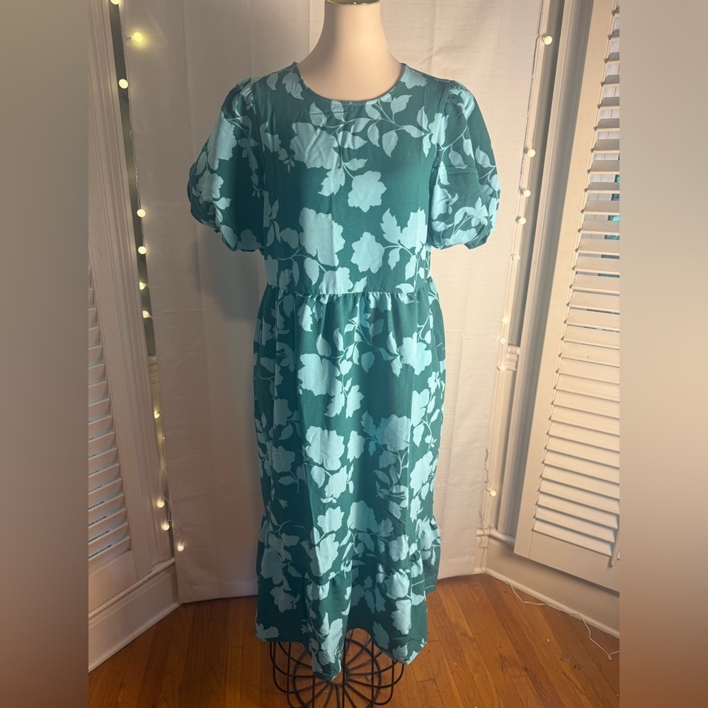 Sugarlips Multicolored Puff Sleeve Sundress Maxi size Medium